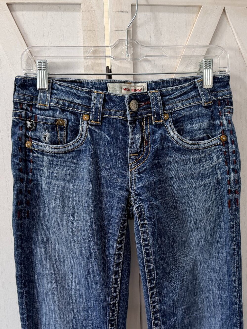 MEK Denim Cape Town Low Rise Bootcut Distressed Y2K Jeans Size 26 - Picture 4 of 7